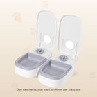 Distributore Automatico di Cibo con Timer 48 Ore | Due Vaschette da 350 ml per Secco e Umido