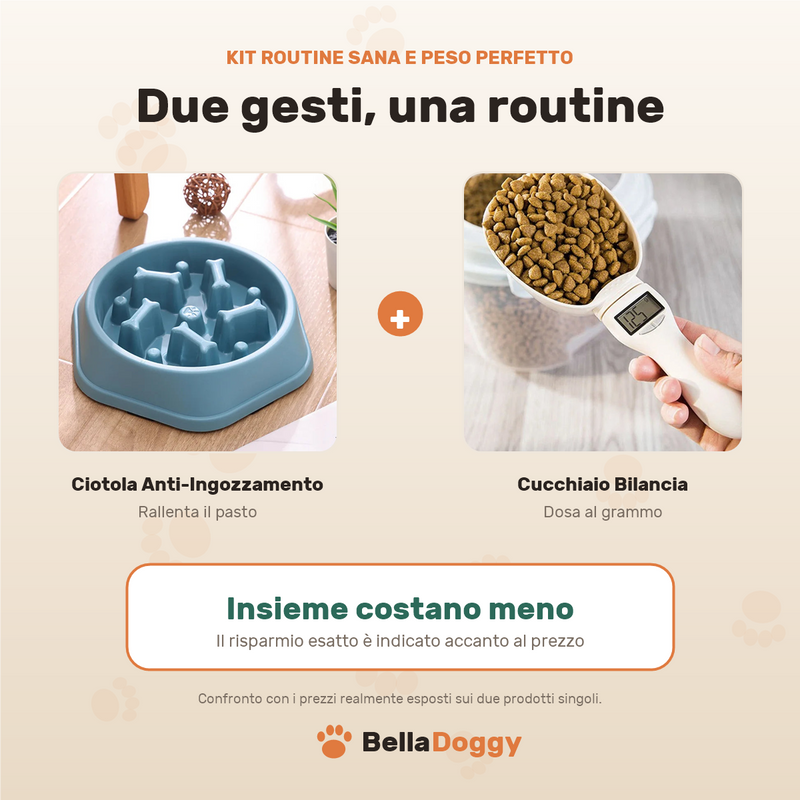Il Kit Routine Sana: ciotola a labirinto e cucchiaio bilancia