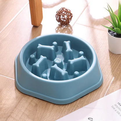 Ciotola anti-ingozzamento BellaDoggy color blu, vista dall'alto sul labirinto interno a rilievo